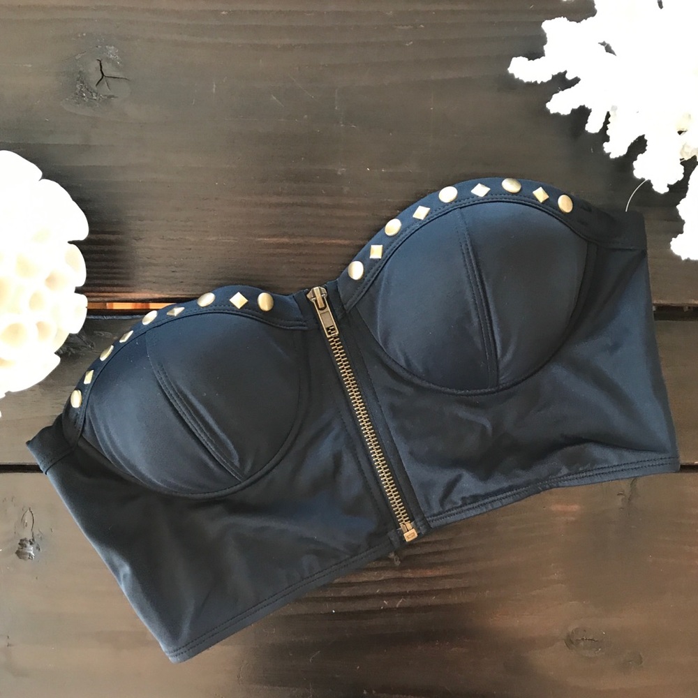 NWT PacSun Black Bandeau Crop Festival Swim Top